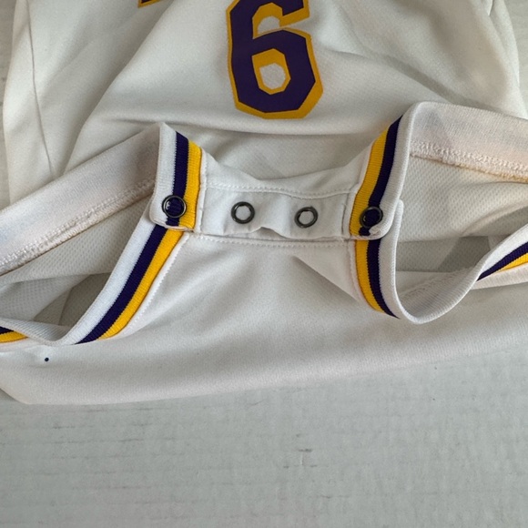 NBA Lakers #6 JAMES Kids White Romper with Purple and Gold Accents - Picture 5 of 7